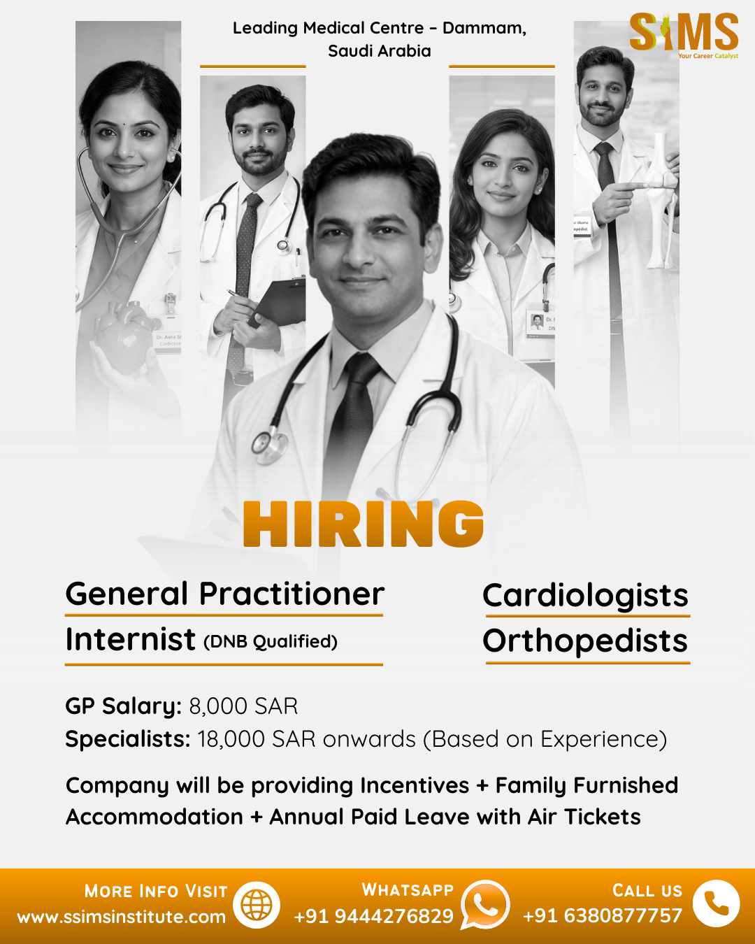 Doctors (GP / Internist / Cardiologist / Orthopedist) — Gulf job poster